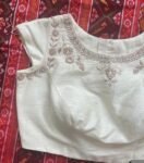 pure silk hand embroidery blouse / cream maggam blouse /pure raw silk zardosi blouse / hand embroidered blouse /designer ready made blouse