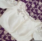 Hand Embroidered Cream Silk Blouse: Zardosi Maggam Work
