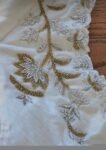 Hand Embroidered Cream Silk Blouse: Zardosi Maggam Work