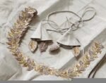 Hand Embroidered Silver Tissue Blouse: Sleeveless Zardosi Crop Top