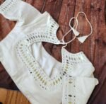 pure silk hand embroidery blouse/cream mirror hand made blouse/pure raw silk zardosi blouse/hand embroidered blouse/cream mirror work blouse