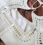pure silk hand embroidery blouse/cream mirror hand made blouse/pure raw silk zardosi blouse/hand embroidered blouse/cream mirror work blouse