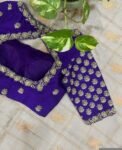 pure silk hand embroidery blouse/modern saree maggam blouse/purple zardosi blouse/wedding hand embroidered blouse/bridal ready made blouse