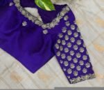 pure silk hand embroidery blouse/modern saree maggam blouse/purple zardosi blouse/wedding hand embroidered blouse/bridal ready made blouse