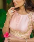 Hand embroidered Anarkali dress/peach anarkali suit set /pink hand work anarkali USA /Indian dresses/peach kurta/pink short sleeves Anarkali
