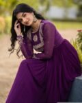 Hand embroidered Anarkali dress/purple anarkali suit set/purple hand work anarkali USA/Indian dresses/purple full sleeves embroidered Anarka