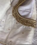 pure silk hand embroidery blouse /modern saree maggam blouse/cream zardosi blouse / hand embroidered blouse/off white ready made blouse