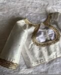 pure silk hand embroidery blouse /modern saree maggam blouse/cream zardosi blouse / hand embroidered blouse/off white ready made blouse