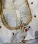 pure silk hand embroidery blouse/modern saree maggam blouse/cream zardosi blouse/multi hand embroidered blouse/off white ready made blouse