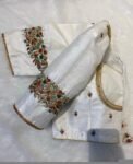 pure silk hand embroidery blouse/modern saree maggam blouse/cream zardosi blouse/multi hand embroidered blouse/off white ready made blouse