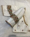 pure silk hand embroidery blouse/modern saree maggam blouse/cream zardosi blouse/multi hand embroidered blouse/off white ready made blouse
