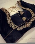 pure velvet hand embroidery blouse /modern saree maggam blouse/black zardosi blouse / hand embroidered blouse/black velvet ready made blouse