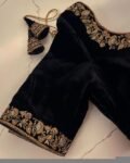 pure velvet hand embroidery blouse /modern saree maggam blouse/black zardosi blouse / hand embroidered blouse/black velvet ready made blouse