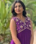Hand embroidered Anarkali dress/purple anarkali suit set/purple hand work anarkali USA/Indian dresses/purple sleeveless embroidered Anarkali