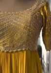 Yellow Anarkali Suit: Hand Embroidered Zardosi Indian Dress