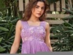 Hand embroidered Anarkali dress/lavender anarkali kurt suit/lavender hand work anarkali USA/Indian dresses/short sleeve embroidered Anarkali