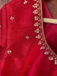 pure silk hand embroidery blouse/red maggam blouse/red raw silk zardosi blouse/hand embroidered blouse/red short sleeve ready made blouse