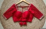 pure silk red hand embroidery blouse /saree maggam blouse / raw silk zardosi blouse /red hand embroidered blouse / ready made blouse zardosi