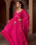 Pink Anarkali suit usa/anarkali kurta full sleeve/pink full sleeve anarkali/full sleeve dress anarkali/Indian dresses/hot pink anarkali usa