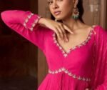 Pink Anarkali suit usa/anarkali kurta full sleeve/pink full sleeve anarkali/full sleeve dress anarkali/Indian dresses/hot pink anarkali usa