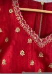 Red Kalamkari Lehenga Set: Hand-Painted Silk Crop Top, Wedding Choli