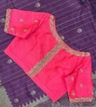 pure silk hand embroidery blouse/pink maggam blouse/silk zardosi blouse/hand embroidered blouse/pink ready made blouse zardosi/pink blouse