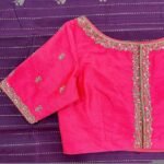pure silk hand embroidery blouse/pink maggam blouse/silk zardosi blouse/hand embroidered blouse/pink ready made blouse zardosi/pink blouse