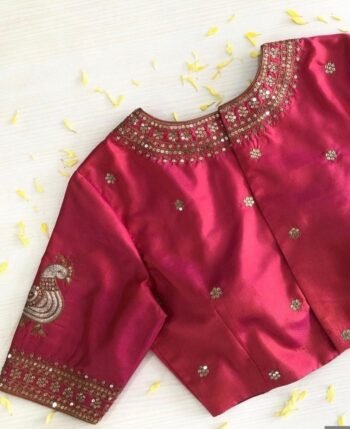 pure silk hand embroidery blouse/pink maggam blouse/silk zardosi blouse/hand embroidered blouse/pink ready made blouse zardosi/pink blouse