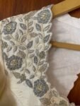 pure silk hand embroidery blouse /modern saree maggam blouse/cream zardosi blouse / hand embroidered blouse/off white ready made blouse