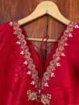 pure silk hand embroidery blouse/red saree maggam red blouse /raw silk zardosi blouse/hand embroidered blouse /red ready made blouse zardosi