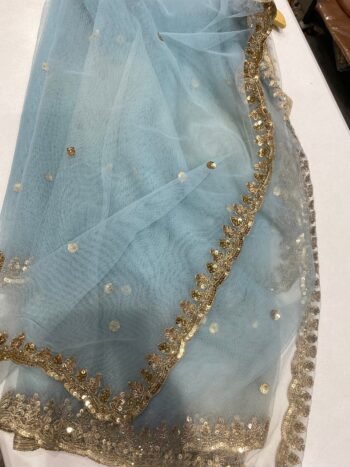 Hand Embroidered Bridal Dupatta: Net Veli with Gold Embroidery
