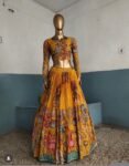 Hand-Painted Kalamkari Lehenga Set: Silk Crop Top, Wedding Outfit