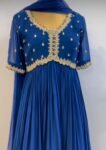 Hand Embroidered Blue Anarkali Gown: Zardosi Festive Dress