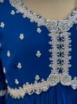 Hand Embroidered Blue Anarkali Gown: Zardosi Festive Dress