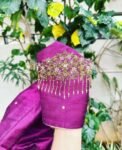 pure silk hand embroidery blouse/saree maggam blouse/purple zardosi blouse/hand embroidered blouse /magenta pink ready made blouse zardosi