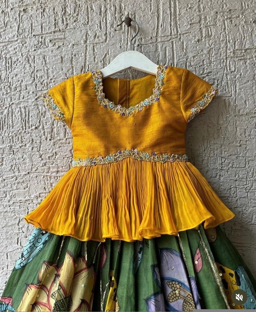 Hand-Painted Kalamkari Lehenga Set: Girls' Indian Skirt