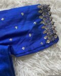 pure silk hand embroidery blouse/ saree maggam blouse/ zardosi blouse usa/hand embroidered moderblouse/blue ready made blouse zardosi usa