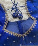 pure silk hand embroidery blouse/ saree maggam blouse/ zardosi blouse usa/hand embroidered moderblouse/blue ready made blouse zardosi usa