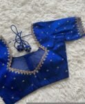 pure silk hand embroidery blouse/ saree maggam blouse/ zardosi blouse usa/hand embroidered moderblouse/blue ready made blouse zardosi usa