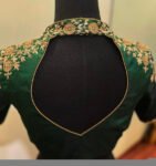 Green Silk Saree Blouse: Hand Embroidered Zardosi Maggam Blouse,plus size blouse,collar blouse,handwork blouse green,mix and match blouse