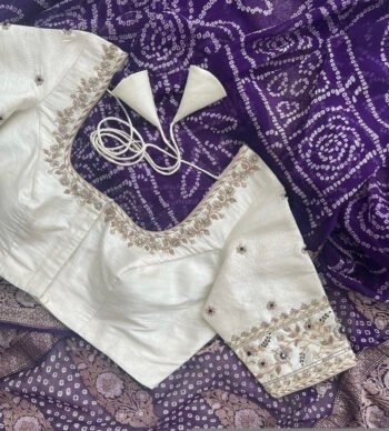pure silk hand embroidery blouse /modern saree maggam blouse/cream zardosi blouse / hand embroidered blouse/off white ready made blouse