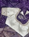 pure silk hand embroidery blouse /modern saree maggam blouse/cream zardosi blouse / hand embroidered blouse/off white ready made blouse