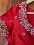 pure silk hand embroidery blouse/short sleeve maggam blouse/raw silk zardosi blouse/hand embroidered blouse/red ready made blouse zardosi