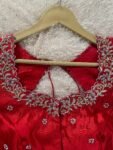 pure silk hand embroidery blouse/short sleeve maggam blouse/raw silk zardosi blouse/hand embroidered blouse/red ready made blouse zardosi