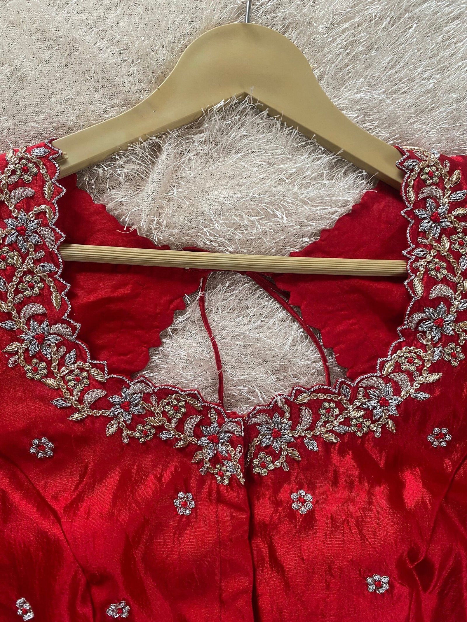 pure silk hand embroidery blouse/short sleeve maggam blouse/raw silk zardosi blouse/hand embroidered blouse/red ready made blouse zardosi