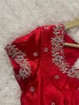 pure silk hand embroidery blouse/short sleeve maggam blouse/raw silk zardosi blouse/hand embroidered blouse/red ready made blouse zardosi