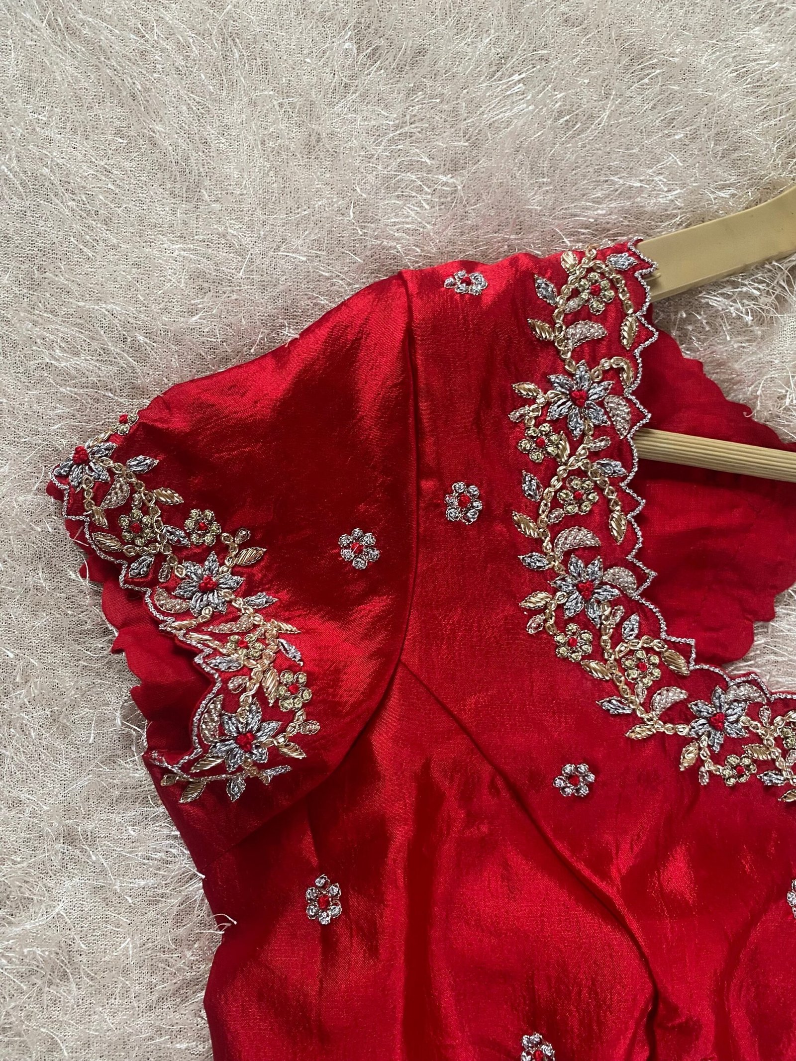 pure silk hand embroidery blouse/short sleeve maggam blouse/raw silk zardosi blouse/hand embroidered blouse/red ready made blouse zardosi