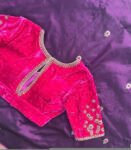pure velvet hand embroidery blouse /modern saree maggam blouse/pink zardosi blouse / hand embroidered blouse/pink velvet ready made blouse