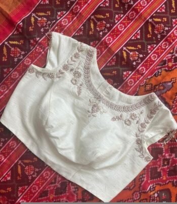 pure silk hand embroidery blouse /  cream maggam blouse /pure raw silk zardosi blouse / hand embroidered blouse /designer ready made blouse