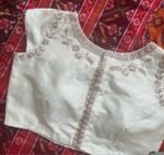 pure silk hand embroidery blouse / cream maggam blouse /pure raw silk zardosi blouse / hand embroidered blouse /designer ready made blouse